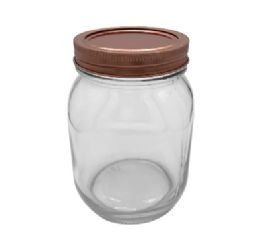 24 Bulk Glass Mason Jar W. Copper Lid 500ml
