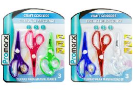 48 Bulk Promarx Craft Scissors Asst Colors 3ct