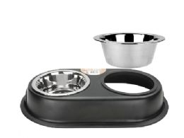 24 Bulk Bp Ss Pet Bowl Double 16oz Black