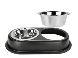 12 Bulk Bp Ss Pet Bowl Double 32oz Black