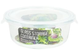 24 Bulk Bh Rnd Glass Container White Lid 21oz