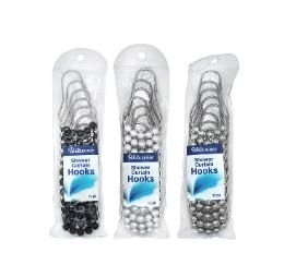 72 Bulk Bh Shower Curtain Rings 12pc 3 Ast Metal