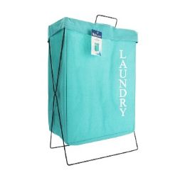 12 Bulk Bh Teal Laundry Hamper W Metal 13x9x18in