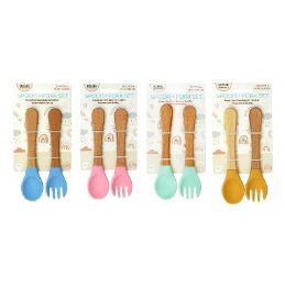 144 Bulk Bonita Home Silicone Baby Spoon&fork Wood Handle
