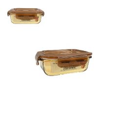 24 Bulk Bh Rect Glass Cont Snap Amber Lid 12.5oz