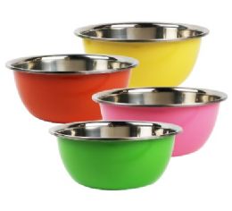 24 Bulk Metal Bowl Asst Colors 9.44x0.31 in