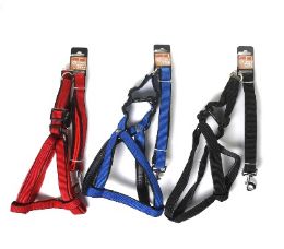 48 Bulk Bp Dog Harness & Leash Set Md 3 Asst