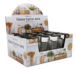 72 Bulk Bh Glass Spice Jar Black Lid Pdq