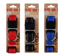 96 Bulk Bp Dog Collar Lg 3 Asst Reflective
