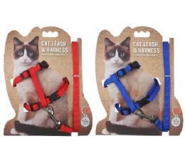 144 Bulk Bp Cat Leash & Harness Set 2 Asst Solid