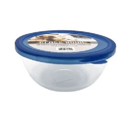 12 Bulk Bh Glass Bowl Blue Lid 71oz