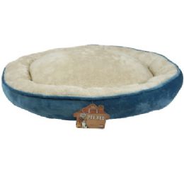 6 Bulk Bp Fleece Blue Lg Pet Bed 27.5in Dia
