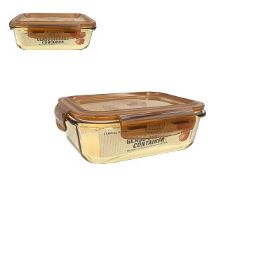 24 Bulk Bh Rect Glass Cont Snap Amber Lid 21.6oz