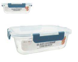 12 Bulk Bh Rect Glass Cont Sanp Bl Lid 35.2oz