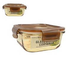 24 Bulk Bh Sq Glass Cont Snap Amber Lid 17.59oz