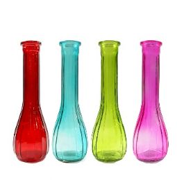 24 Bulk Bud Vase Assorted Color Glass 2.76 X 8.66 Inches