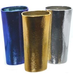 9 Bulk Ceramic Metallic Vase Assorted 7 X 3.75 X 13.5 Inches