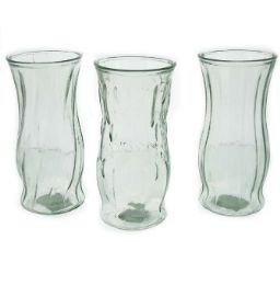 12 Bulk Clear Glass Vase 3 Assorted 4.7 X 9.7 Inches