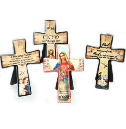 72 Bulk Bh Religious Cross Ceramic Assorted 4.7 X 6.8 Inches