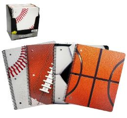 24 Bulk Sports 70 Ct. Wide Ruled Dimensional Theme Books, 4 Assorted Designs,