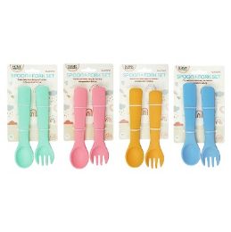 144 Bulk Bonita Home Silicone Baby Spoon&fork Set 5.6in