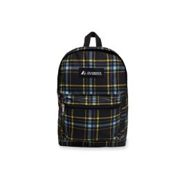 30 Bulk Basic Pattern Backpack In Yellow Blue Plaid