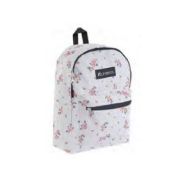 30 Bulk Basic Pattern Backpack In White Flower Print