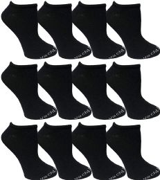 48 Bulk Yacht & Smith Women's Black No Show Ankle Socks Size 9-11