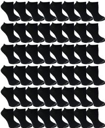 48 Bulk Yacht & Smith Women's Cotton Black No Show Ankle Socks