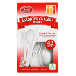 24 Bulk Cutlery Plastic 42ct Assorted Boxed White Home Select