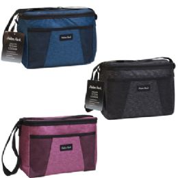 24 Bulk Cooler 12 Can Insulated 3assorted Black, Navy, Mauve