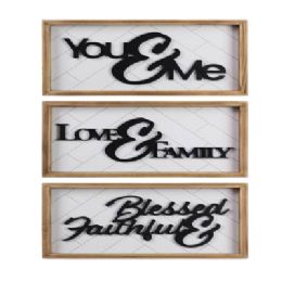 24 Bulk Wall Art 3ast You&me/love&family/blessed&faithful Modern Country Wood