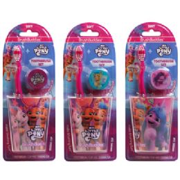 24 Bulk Toothbrush Gift Set My Little Pony Toothbrush, Cup & Cap Assorted Color