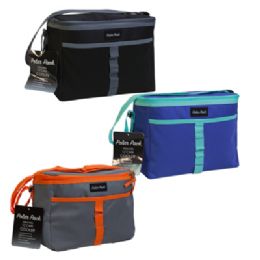 24 Bulk Cooler 12can Insulated 3assorted Black, Charcoal, Royal Blue