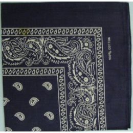 24 Bulk BandanA-Navy Blue Paisley