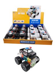 12 Bulk 4 inch Gear Monster Wheel Police Truck W/lights