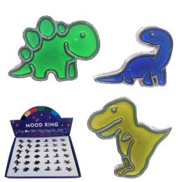 36 Bulk Dinosaur Mood Ring - 4 Asst. Styles