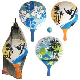 24 Bulk Wooden Paddle Ball SeT-Asst Designs W/bag