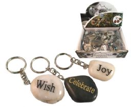 72 Bulk Inspirational Stone Keychain