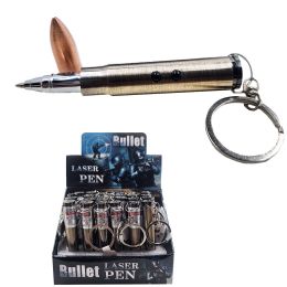 24 Bulk Bullet 3-IN-1 Laser Pen Keychain