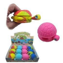 12 Bulk 4" Fidget Pop It Turtle - 4 Asst. Colors