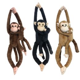 24 Bulk 24 inch HanG-A-Boo Monkey W/baby - 3 Asst. Colors
