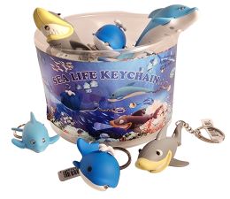 24 Bulk Shark, Dolphin, And Whale Keychain W/light & Sound