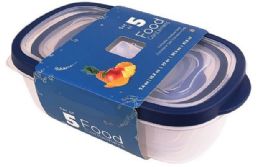 12 Bulk Rectangle Food Container Set With Rubber Lid 5pk