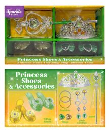 8 Bulk Princess Shoes & AccessorieS- Green/yellow 2 Pair
