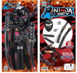 30 Bulk Costume Role PlaY- Ninja Set With Mask (8 Pcs)