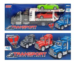12 Bulk 1:32 Transporter Truck With Two Friction Vehicles