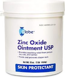 24 Bulk Globe Zinc Oxide 20% Ointment Jar 16 oz