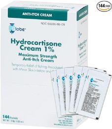 12 Bulk Globe Hydrocortisone 1% Cream Unit Dose 144/box 0.9g