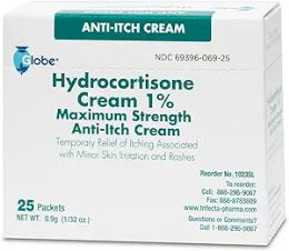 80 Bulk Globe Hydrocortisone 1% Cream Unit Dose 25/box 0.9g